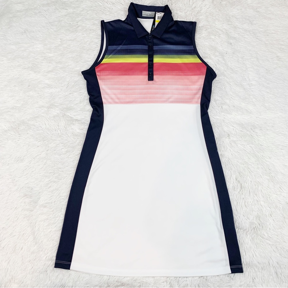 Callaway sleeveless Abstract Gradient Color Block Golf Dress in brilliant
